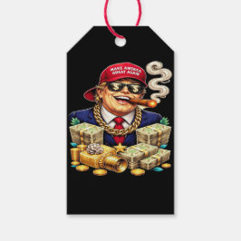 Satirische MAGA Miljardair Cartoon — Retro Pop Art Cadeaulabel