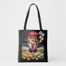 Satirische MAGA Miljardair Cartoon — Retro Pop Art Draagtas