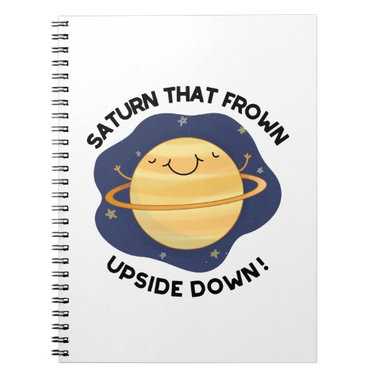 Saturn Die Fronst Ondersteboven Grappige Planeet W Notitieboek (Voorkant)
