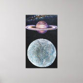 Saturn en Enceladus Canvas Afdruk (Voorkant)