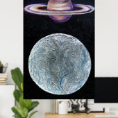 Saturn en Enceladus Poster (Thuiskantoor)