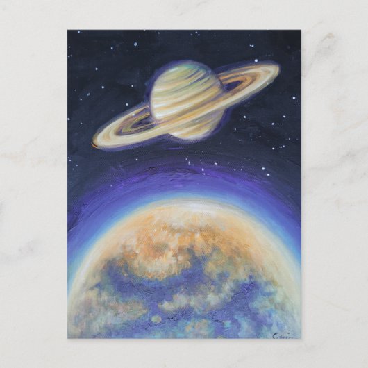 Saturn en Titan Briefkaart (Voorkant)