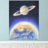 Saturn en Titan Canvas Afdruk (Insitu (Houten vloer))