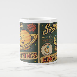 Saturn Fijne Ringen Vintage Ruimte Humor Patroon Extra Grote Beker