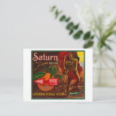 Saturn Oranje LabelUpland, CA Briefkaart (Staand voorkant)