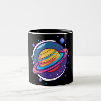 Saturn Planeet Koffiemok – Kosmisch Ontwerp voor d Tweekleurige Koffiemok