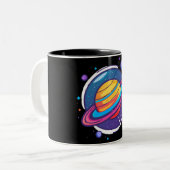 Saturn Planet Coffee Mug – Cosmic Design for Space (Devant gauche)