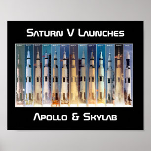 Saturn V Moon Rocket Launches Poster