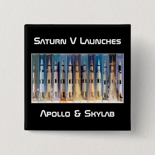 Saturn V Moon Rocket Launches Vierkante Button 5,1 Cm (Voorkant)