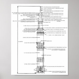 Saturn V Rocket Schematic 8 x10 inch Poster