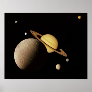 Saturne et son affiche des lunes
