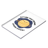 Saturnus die fronzen ondersteboven grappige planee notitieboek (Linkerzijde)