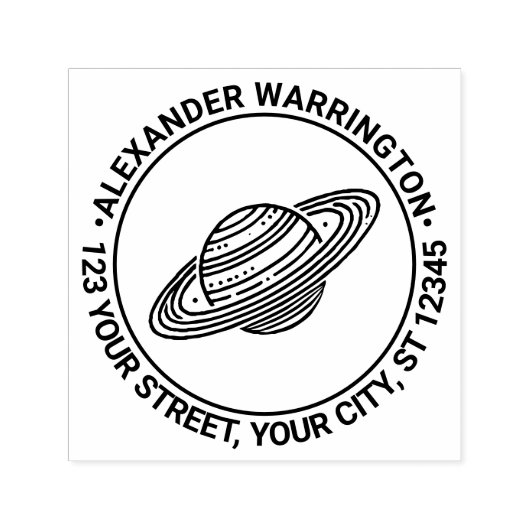 Saturnus met ringen #4 Naam Retouradres Zelfinktende Stempel (Design)