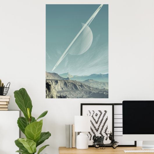 Saturnus-ruimtekunst Poster (Thuiskantoor)