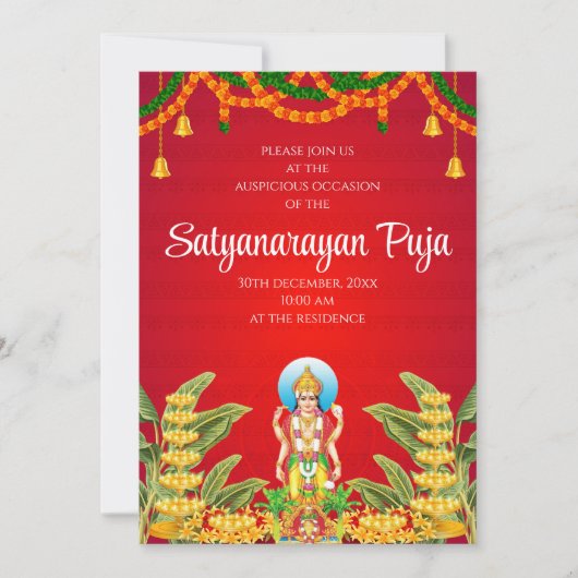 Satya Narayan pooja uitnodiging Satyanarayan uitno (Voorkant)