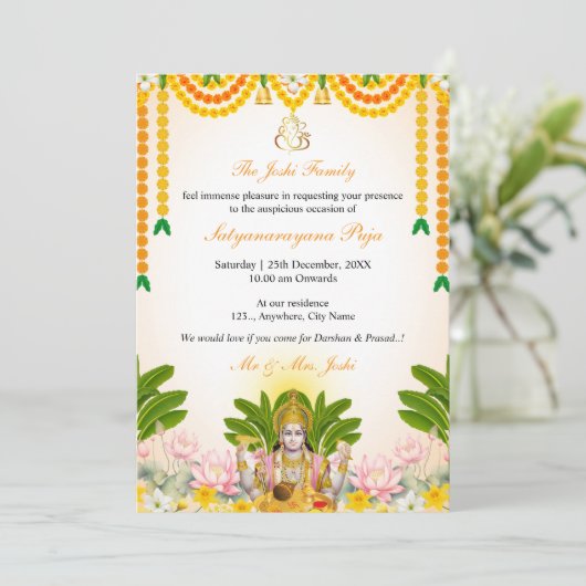 Satyanarayan Katha Invitation Card, Puja Indien (Debout devant)