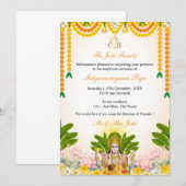 Satyanarayan Katha Invitation Kaart, Indische Puja Kaart (Voorkant / Achterkant)