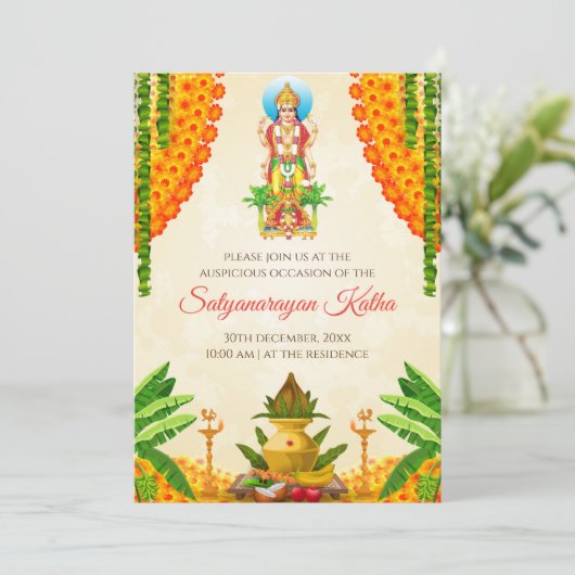 Satyanarayan pooja invitations numériques (Debout devant)