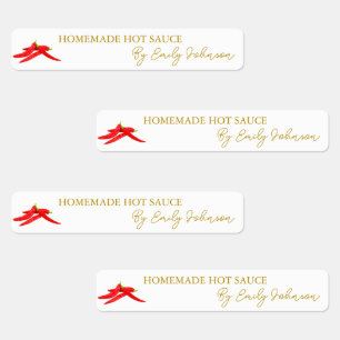 Sauce au chili chaud maison Étiquette mince