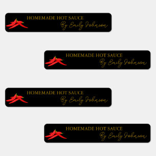 Sauce au chili chaud maison Étiquette mince