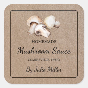 Sauce aux champignons maison Carré Étiquette papie