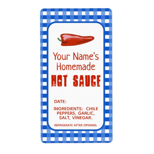 Sauce chaude maison Étiquette Chili Pepper Blue Cu (Devant)