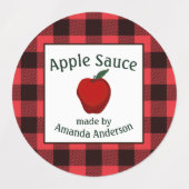 Sauce pomme Canne Conserve Plaid C Étiquette alime (Design 1)