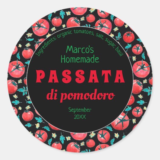 Sauce tomate d'aquarelle moderne étiquette aliment (Devant)