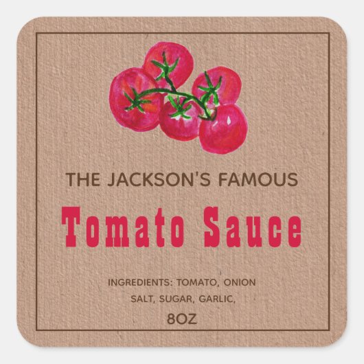 Sauce tomate maison | Étiquette de mise en conserv (Devant)
