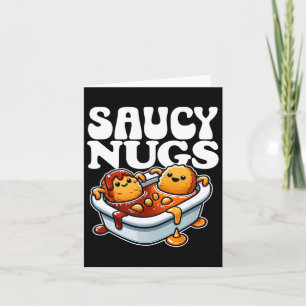 Saucy Nugs Cartoon Food Funny BBQ Sauce Chicken Nu Kaart