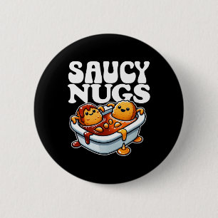 Saucy Nugs Cartoon Food Funny BBQ Sauce Chicken Nu Ronde Button 5,7 Cm