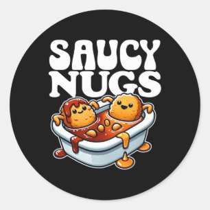 Saucy Nugs Cartoon Food Funny BBQ Sauce Chicken Nu Ronde Sticker