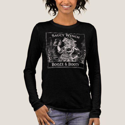Saucy Wench Booze & Booty T T-shirt (Voorkant)