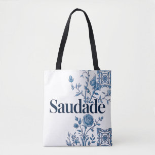 Saudade Portugese Tote Bag – Blauwe Azulejo Bloeme