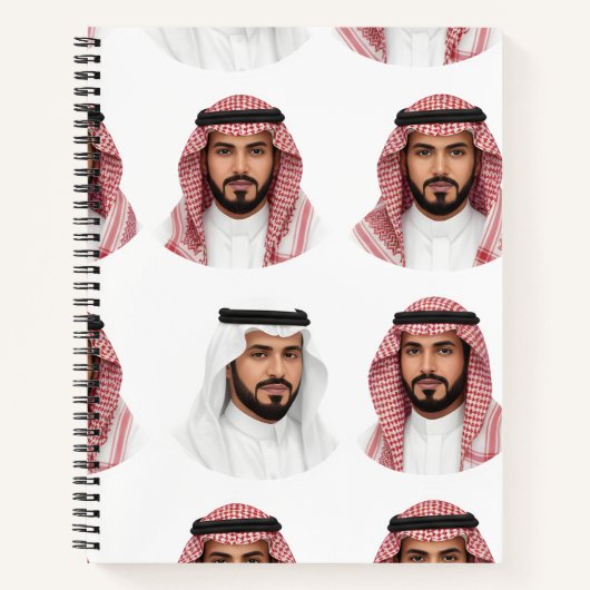 Saudi Arabian Men Portrait Pattern Notitieboek (Voorkant)