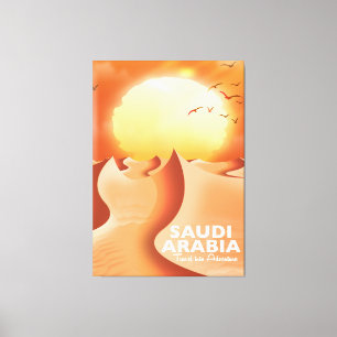 Saudi-Arabië door een vliegposter Canvas Afdruk