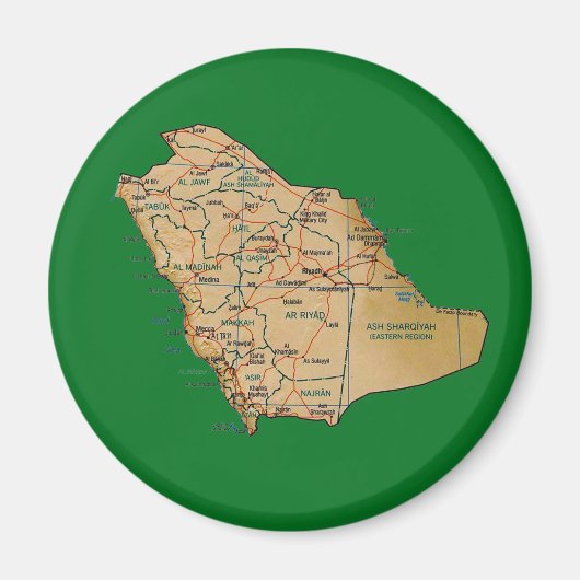 Saudi-Arabië Kaart Magneet (Voorkant)