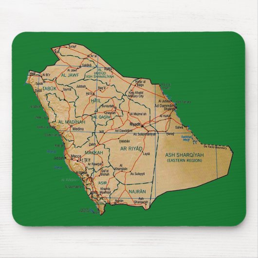 Saudi-Arabië Kaart Mousepad Muismat (Voorkant)
