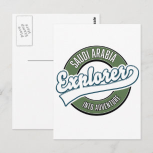 Saudi-Arabië-verkenner in avonturenlogo Briefkaart