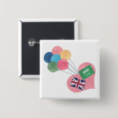 saudi - britse vierkant pinback button (Voorkant /achterkant)
