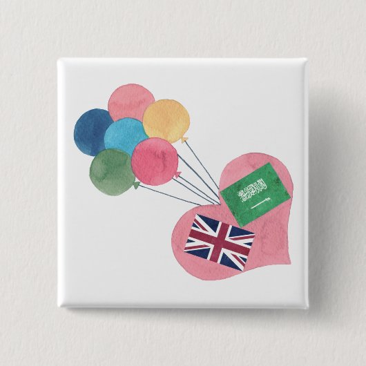 saudi - britse vierkant pinback button (Voorkant)