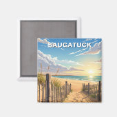 Saugatuck Beach Michigan Reizen Magneet (Voorkant / Achterkant)