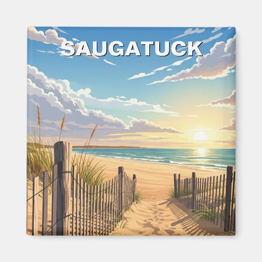 Saugatuck Beach Michigan Reizen Magneet (Voorkant)