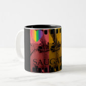 Saugatuck Michigan Sailing Mug Rainbow Vintage (Devant gauche)