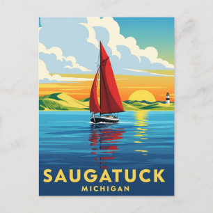 Saugatuck Sailboat Michigan Reizen Briefkaart