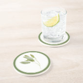 SAUGE FRAÎCHE Dessous de verre en grès arrondi (-t (Côté)