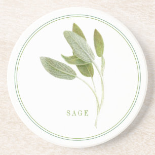 SAUGE FRAÎCHE Dessous de verre en grès rond (+text