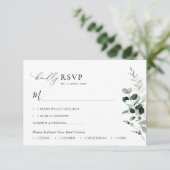 sauge vert aquarelle fleurs mariage RSVP carte (Debout devant)