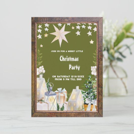sauge vert blanc hiver Noël invitation (Debout devant)