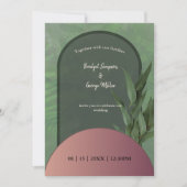 sauge vert simple boho chic faire-part de mariage (Devant)